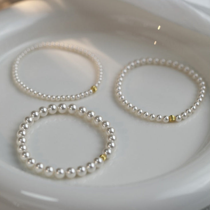 Sterling Silver Freshwater Pearl Bracelet, Round Millet Bead Bracelet