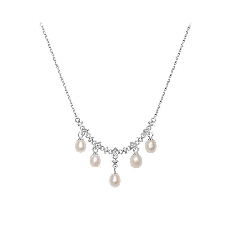 S925 Sterling Silver Natural Freshwater Pearl Necklace