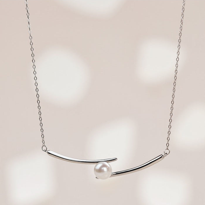 925 Sterling Silver Freshwater Pearl Necklace Collarbone Chain