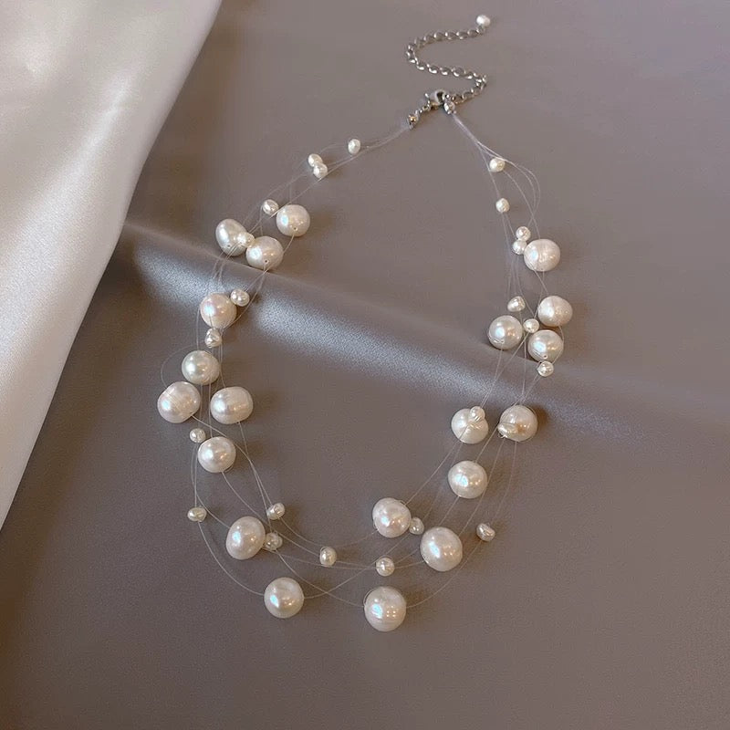18K Gold Full of Stars Natural Freshwater Pearl Necklace Sweater Chain Collarbone Chain
