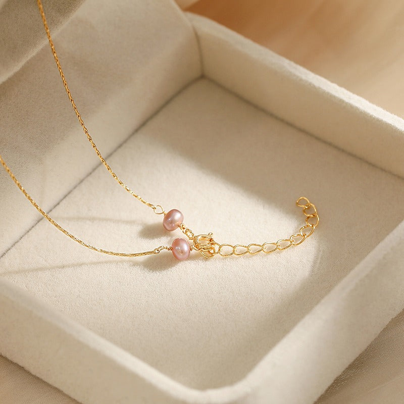 925 Sterling Silver Natural Freshwater Pearl Necklace Pendant Choker