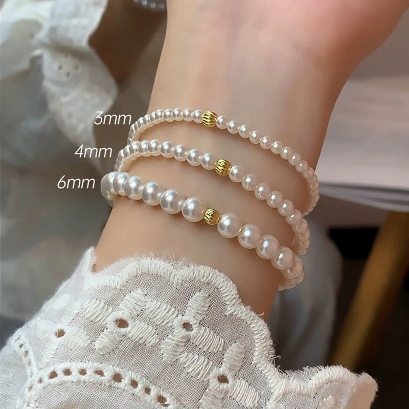 Sterling Silver Freshwater Pearl Bracelet, Round Millet Bead Bracelet